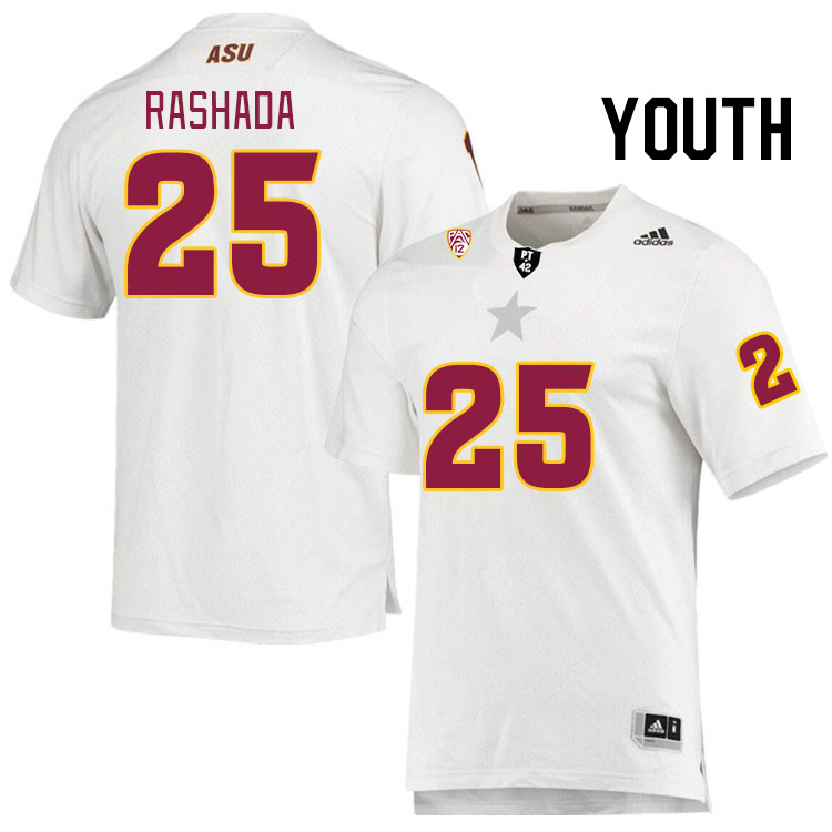 Youth #25 Roman Rashada Arizona State Sun Devils College Football Jerseys Stitched Sale-White - Click Image to Close